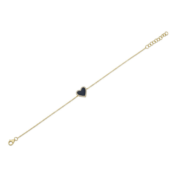 0.09CT DIAMOND & 0.57CT BLACK ONYX HEART BRACELET – Shy Creation