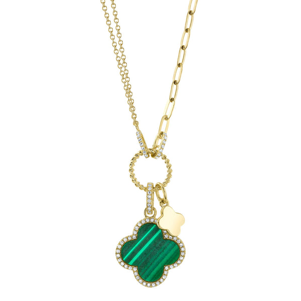 【タイムセール！】 & DIAMOND 0.17CT 1.88CT LINK CLIP PAPER CLOVER MALACHITE トップス