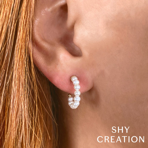 CULTURED PEARL HOOP EARRING – Shy Creation