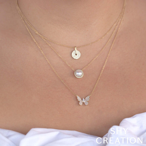 0.08CT DIAMOND & CULTURED PEARL NECKLACE – Shy Creation