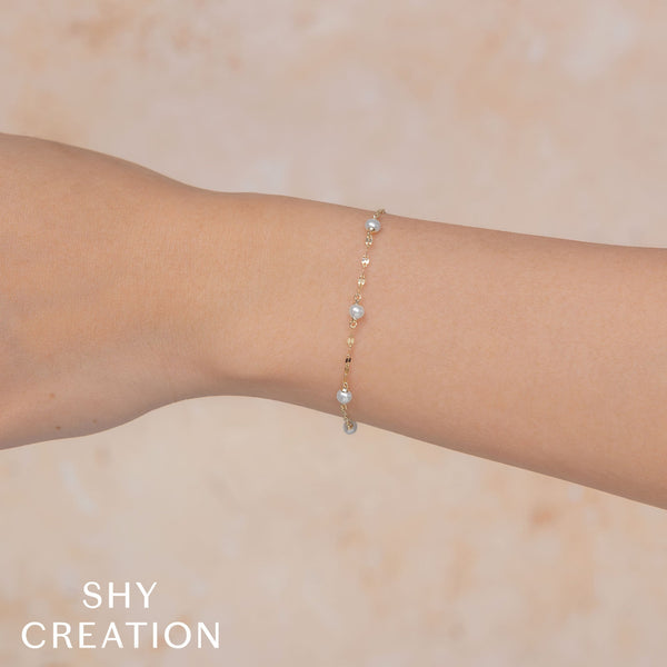 CULTURED PEARL SPARKLE CHAIN BRACELET – Shy Creation