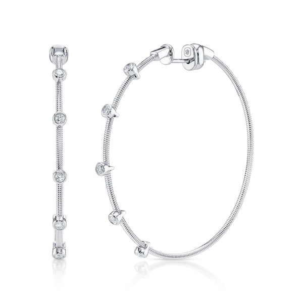 0.27CT DIAMOND BEZEL HOOP EARRING