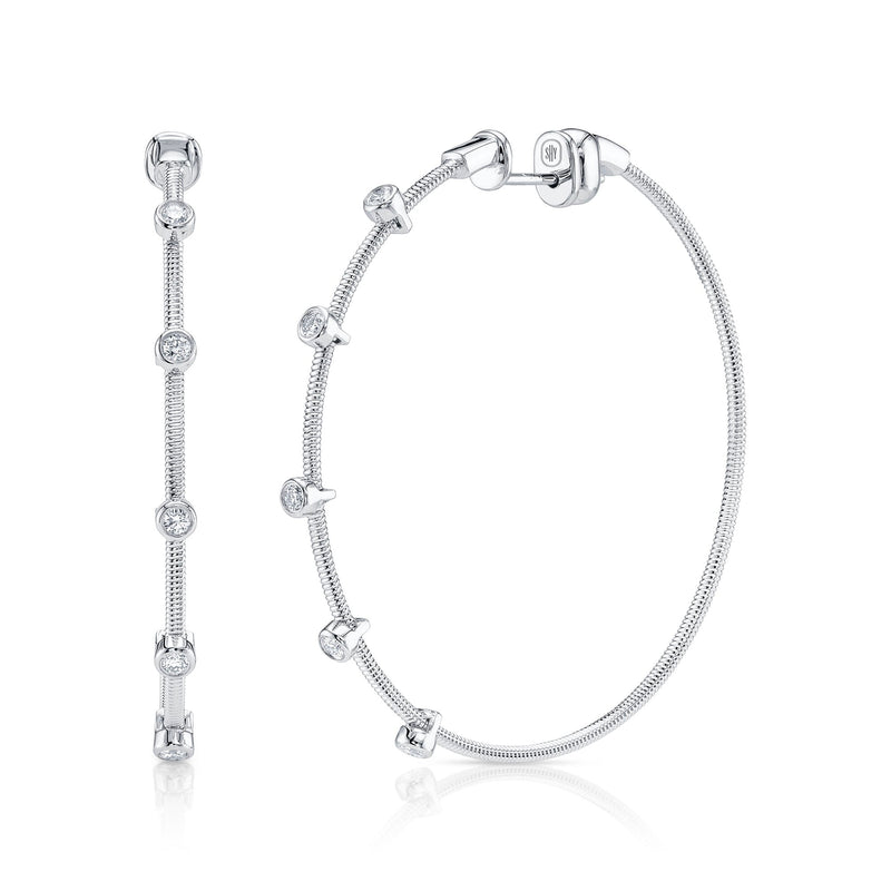 0.27CT DIAMOND BEZEL HOOP EARRING