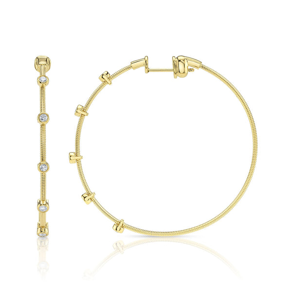0.27CT DIAMOND BEZEL HOOP EARRING