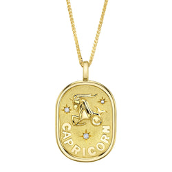 0.02CT DIAMOND ZODIAC CAPRICORN SEA GOAT STAR MATTE CHOPIN CHAIN NECKLACE