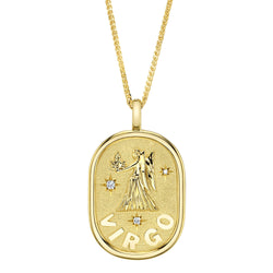 0.02CT DIAMOND ZODIAC VIRGO MAIDEN STAR MATTE CHOPIN CHAIN NECKLACE