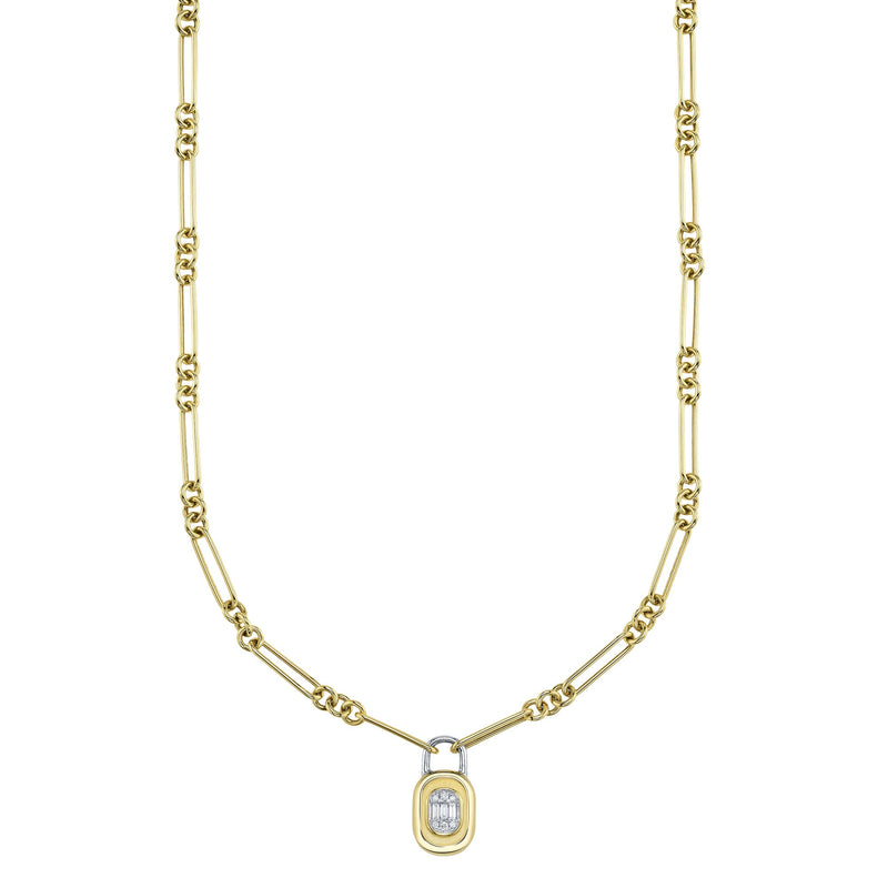 0.25CT DIAMOND BAGUETTE MATTE LOCK NECKLACE