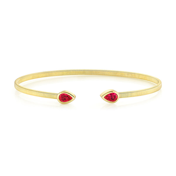 0.96CT RUBY PEAR BEZEL BANGLE