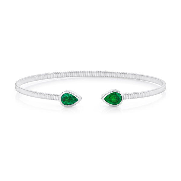 1.21CT EMERALD PEAR BEZEL BANGLE