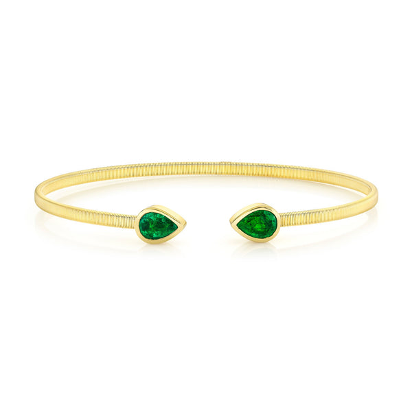 1.21CT EMERALD PEAR BEZEL BANGLE