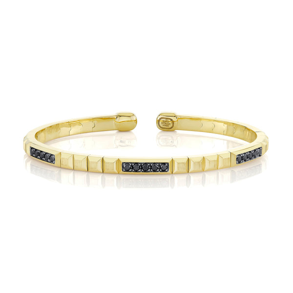 0.57CT BLACK DIAMOND GEO CUT MATTE MEN'S CUFF BRACELET