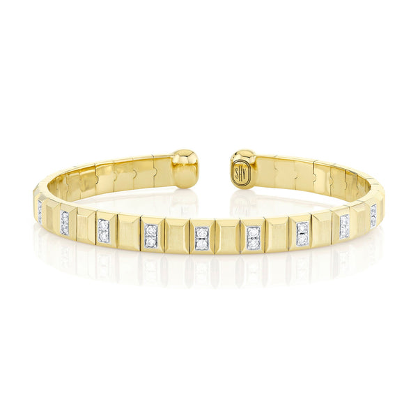 0.45CT DIAMOND GEO CUT MATTE MEN'S CUFF BRACELET