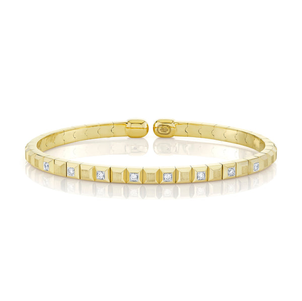 0.21CT DIAMOND GEO CUT MATTE MEN'S CUFF BRACELET