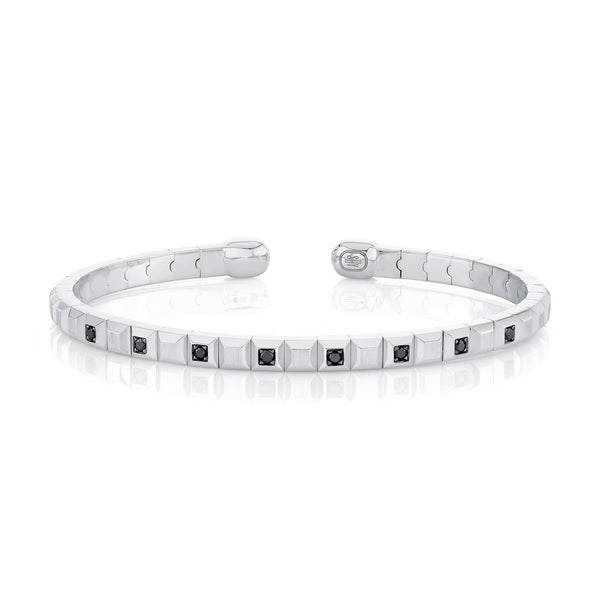 0.25CT BLACK DIAMOND GEO CUT MATTE MEN'S CUFF BRACELET