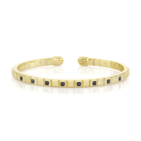 0.25CT BLACK DIAMOND GEO CUT MATTE MEN'S CUFF BRACELET