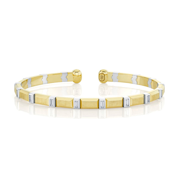 0.45CT DIAMOND BAGUETTE GEO CUT MATTE MEN'S CUFF BRACELET