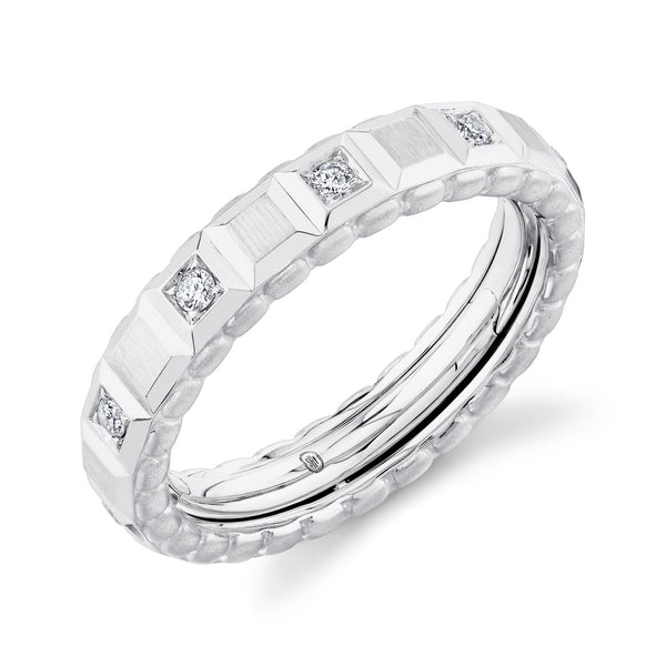 0.30CT DIAMOND GEO CUT MATTE OMNIFIT MEN'S BAND 5MM SZ 9.5-10.5