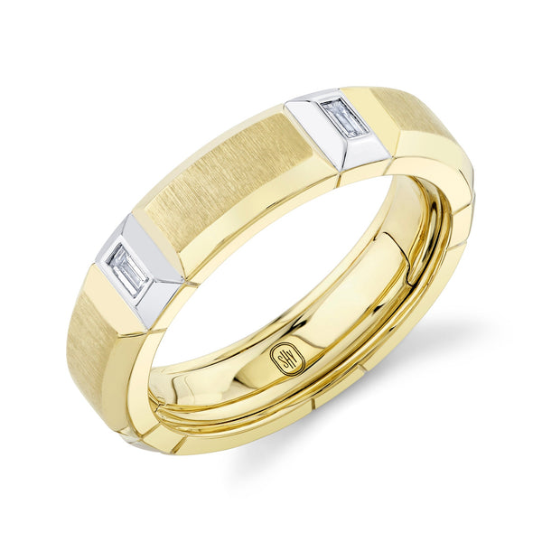 0.27CT DIAMOND BAGUETTE GEO CUT MATTE OMNIFIT MEN'S BAND 6MM SZ 9.5-10.5