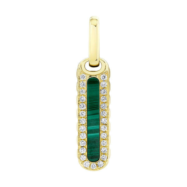 0.13CT DIAMOND & 0.77CT MALACHITE BAR DOG TAG PENDANT