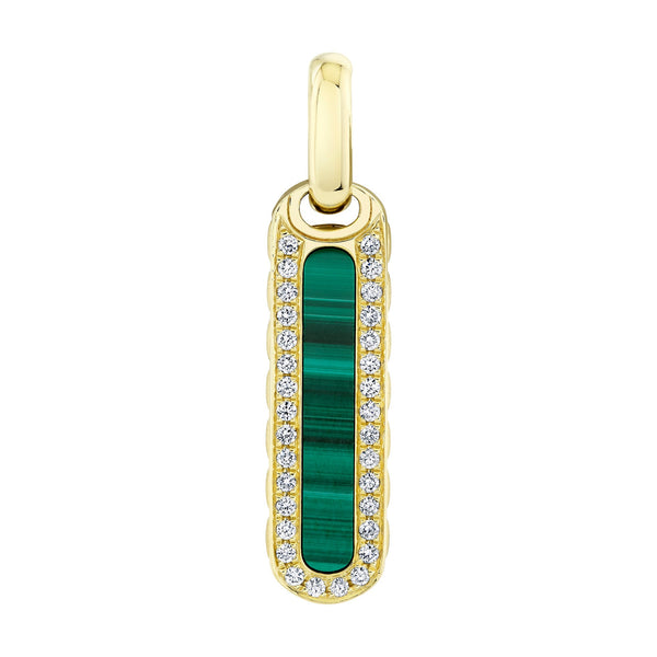 0.22CT DIAMOND & 1.67CT MALACHITE BAR DOG TAG PENDANT