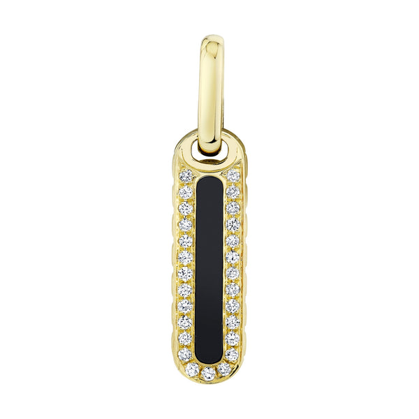 0.13CT DIAMOND & 0.53CT BLACK ONYX BAR DOG TAG PENDANT