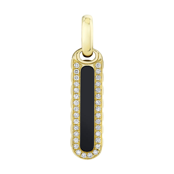 0.22CT DIAMOND & 1.14CT BLACK ONYX BAR DOG TAG PENDANT