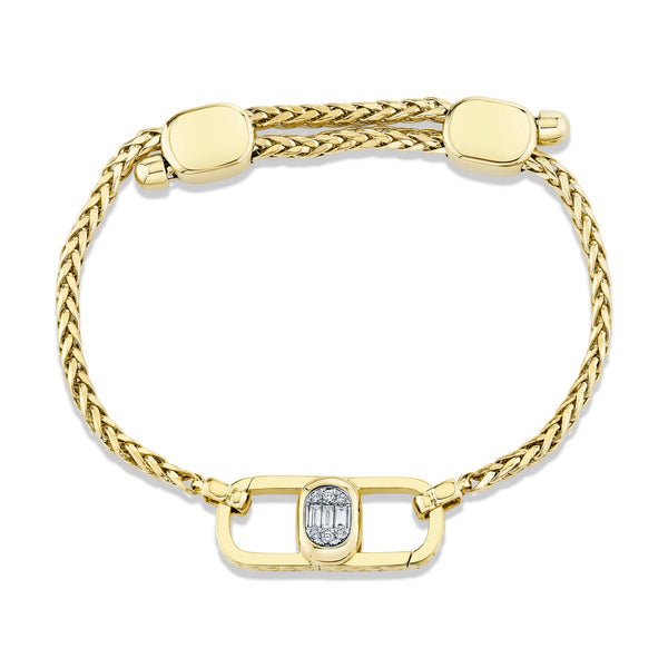 ODYX BRACELET 0.20CT DIAMOND MEN'S WHEAT CHAIN WITH LARGE ICON LUMERIA LOCK 6.5-9"