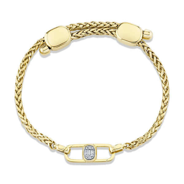 ODYX BRACELET 0.10CT DIAMOND MEN'S WHEAT CHAIN WITH ICON LUMERIA LOCK 6.5-9"
