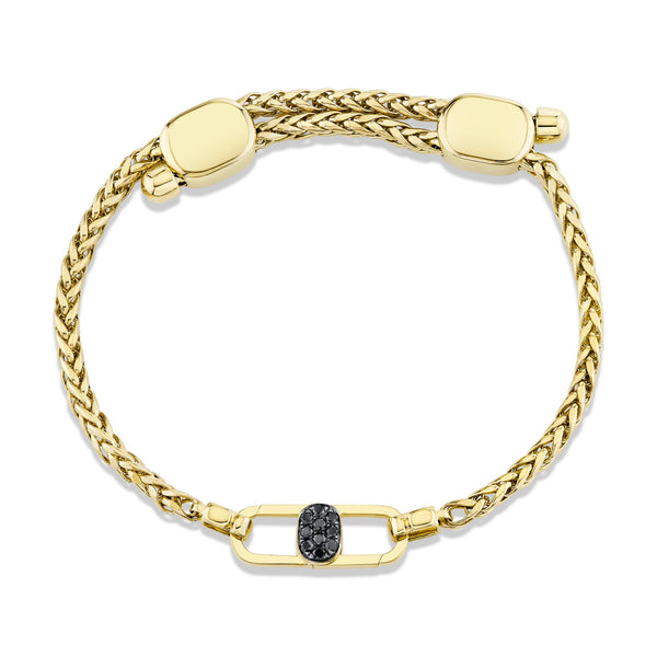 ODYX BRACELET 0.21CT BLACK DIAMOND MEN'S WHEAT CHAIN WITH ICON LOCK 6.5-9"