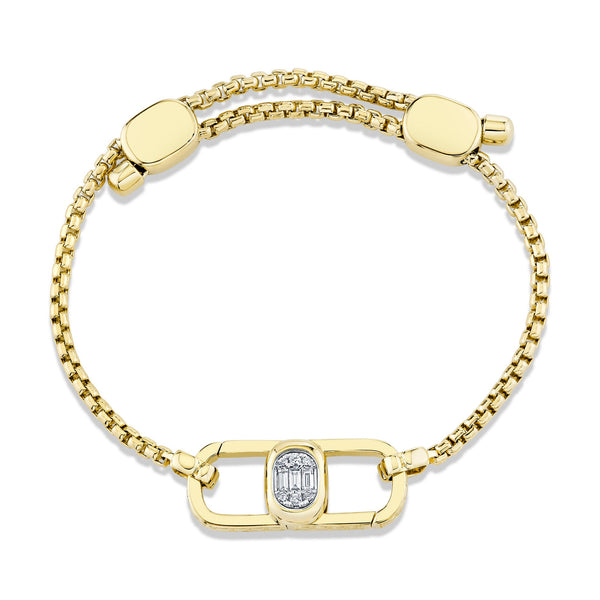 ODYX BRACELET 0.20CT DIAMOND MEN'S BOX CHAIN WITH LARGE ICON LUMERIA LOCK 6.5-9