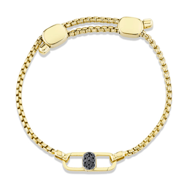 ODYX BRACELET 0.21CT BLACK DIAMOND MEN'S BOX CHAIN WITH ICON LOCK 6.5-9"