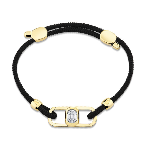 ODYX BRACELET 0.20CT DIAMOND MEN'S CORD WITH LARGE ICON LUMERIA LOCK 6.5-9