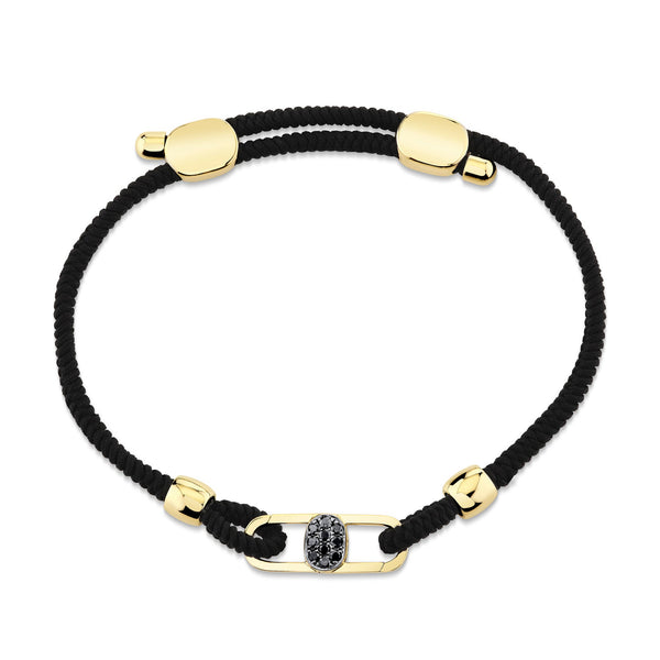 ODYX BRACELET 0.21CT BLACK DIAMOND MEN'S CORD WITH ICON LOCK 6.5-9"