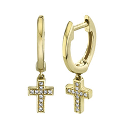 0.04CT DIAMOND CROSS HUGGIE EARRING