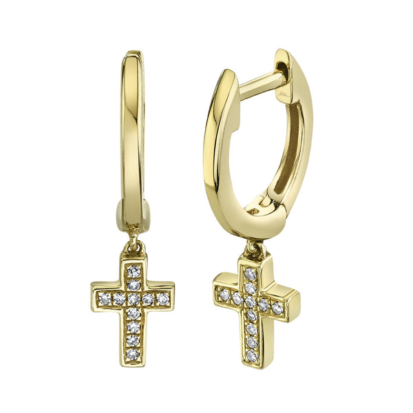 0.04CT DIAMOND CROSS HUGGIE EARRING