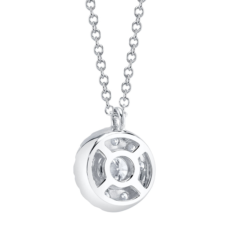 0.22CT-CTR(ROUND) 0.28CT-SIDE DIAMOND CLUSTER NECKLACE