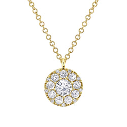 0.22CT-CTR(ROUND) 0.28CT-SIDE DIAMOND CLUSTER NECKLACE