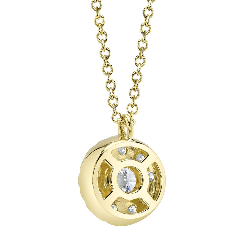 0.22CT-CTR(ROUND) 0.28CT-SIDE DIAMOND CLUSTER NECKLACE