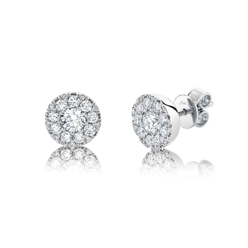 0.24CT-CTR(ROUND) 0.26CT-SIDE DIAMOND CLUSTER STUD EARRING
