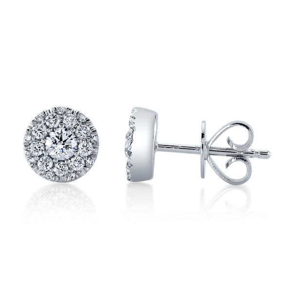 0.24CT-CTR(ROUND) 0.26CT-SIDE DIAMOND CLUSTER STUD EARRING