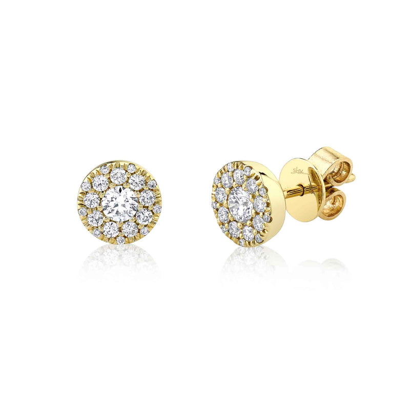 0.24CT-CTR(ROUND) 0.26CT-SIDE DIAMOND CLUSTER STUD EARRING