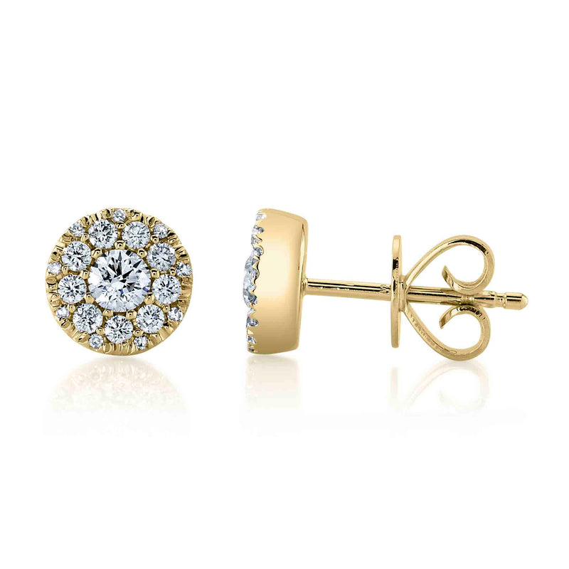 0.24CT-CTR(ROUND) 0.26CT-SIDE DIAMOND CLUSTER STUD EARRING