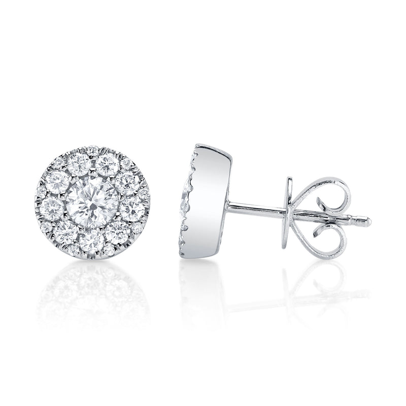 0.47CT-CTR(ROUND) 0.53CT-SIDE DIAMOND CLUSTER STUD EARRING