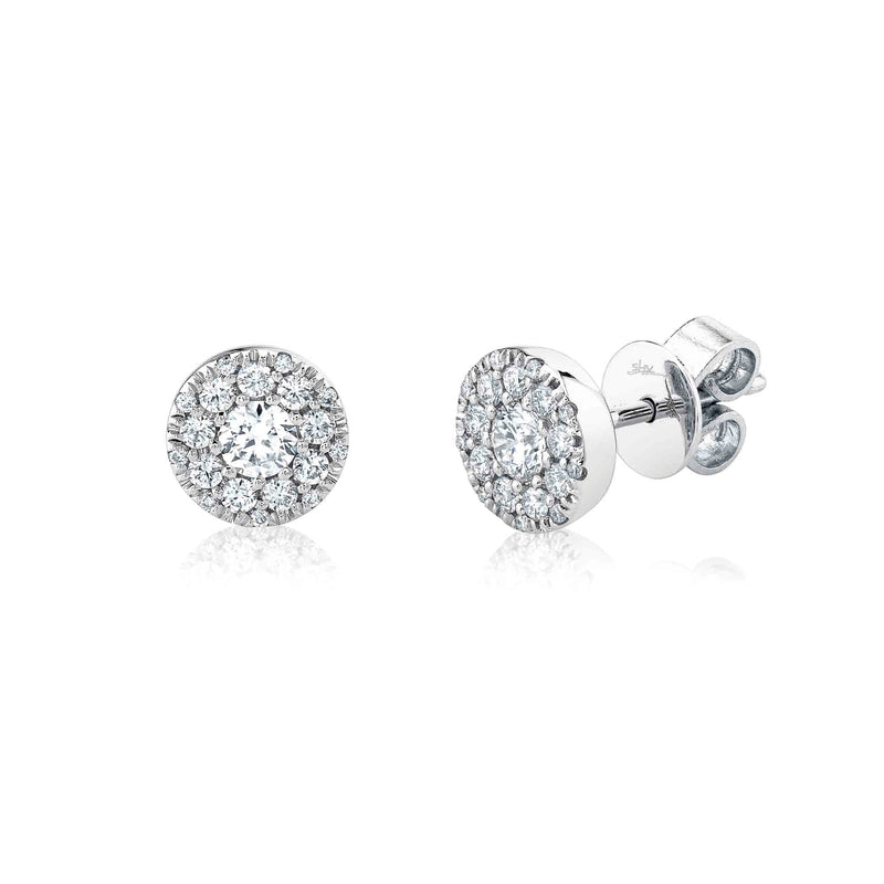 0.47CT-CTR(ROUND) 0.53CT-SIDE DIAMOND CLUSTER STUD EARRING