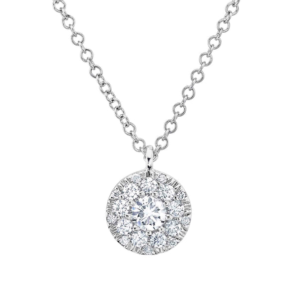 0.10CT-CTR(ROUND) 0.13CT-SIDE DIAMOND CLUSTER NECKLACE