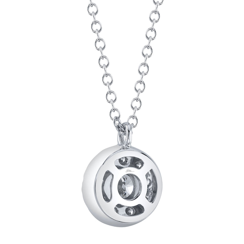 0.10CT-CTR(ROUND) 0.13CT-SIDE DIAMOND CLUSTER NECKLACE