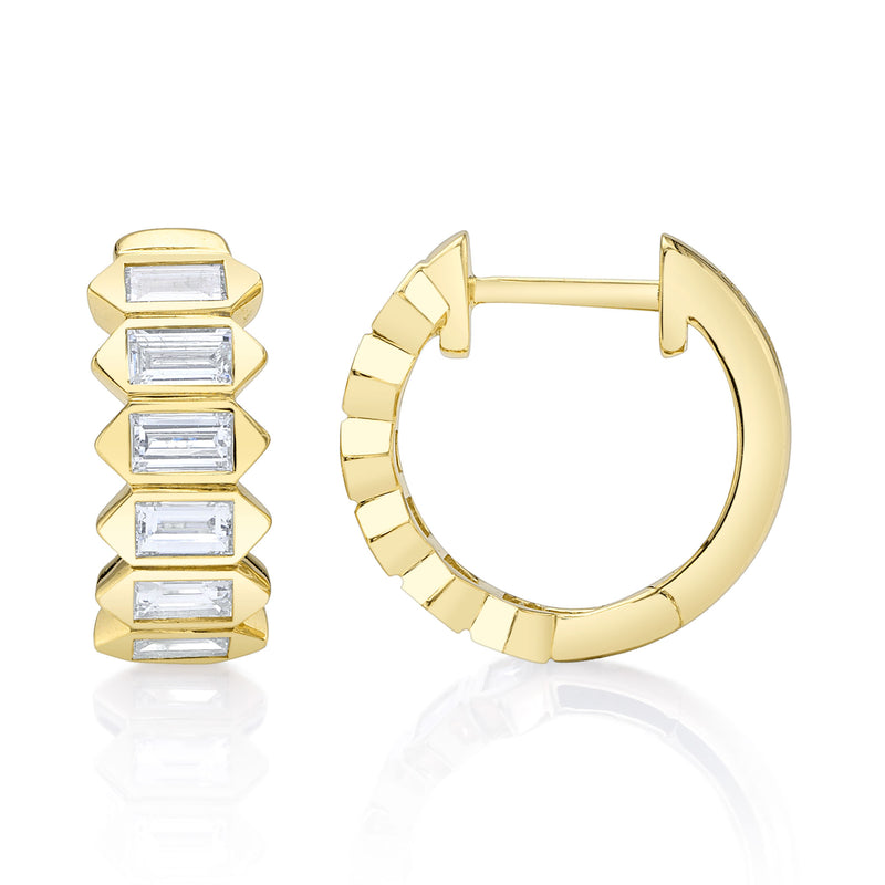 0.65CT DIAMOND BAGUETTE HUGGIE EARRING