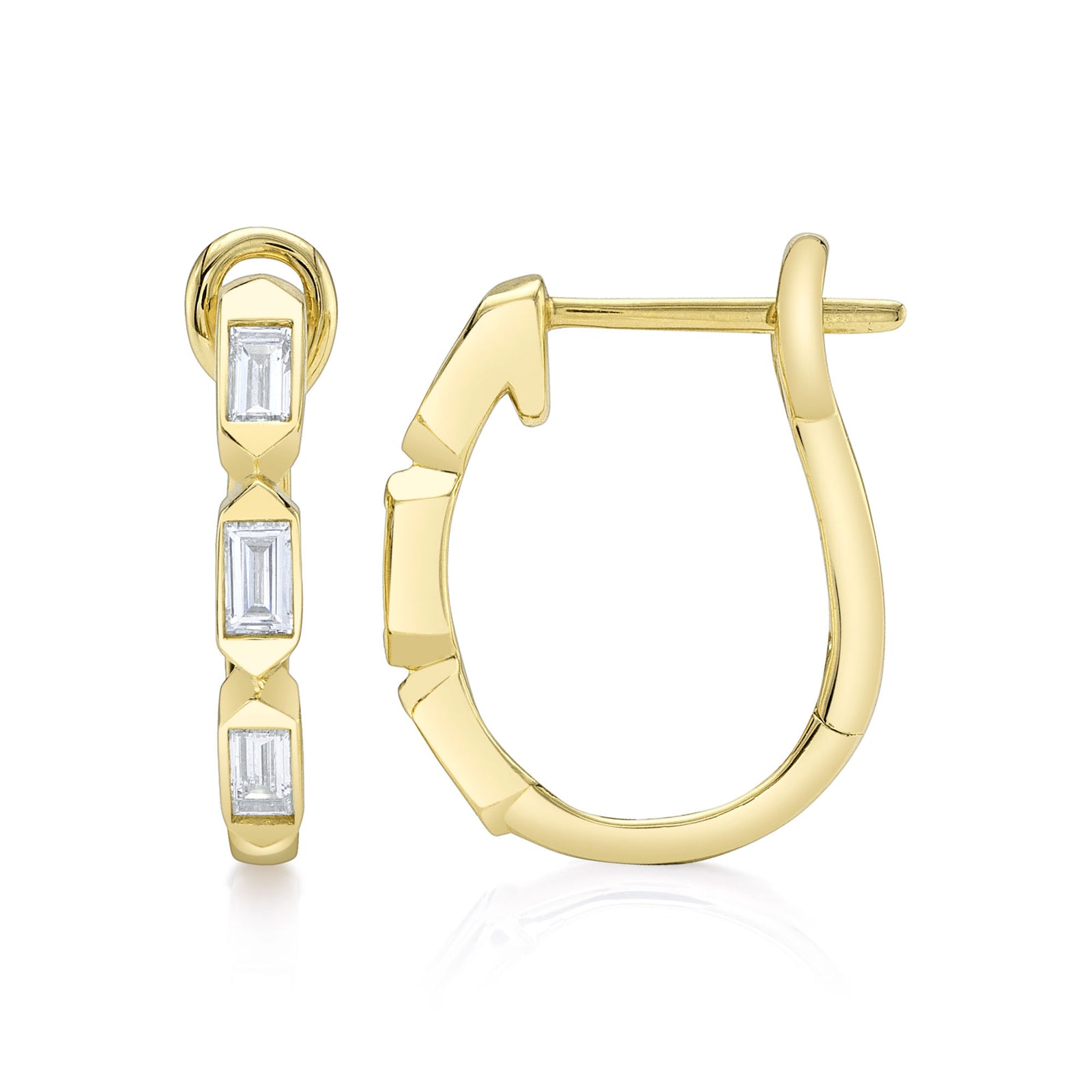 0.30CT DIAMOND BAGUETTE BEZEL OVAL HOOP EARRING – Shy Creation