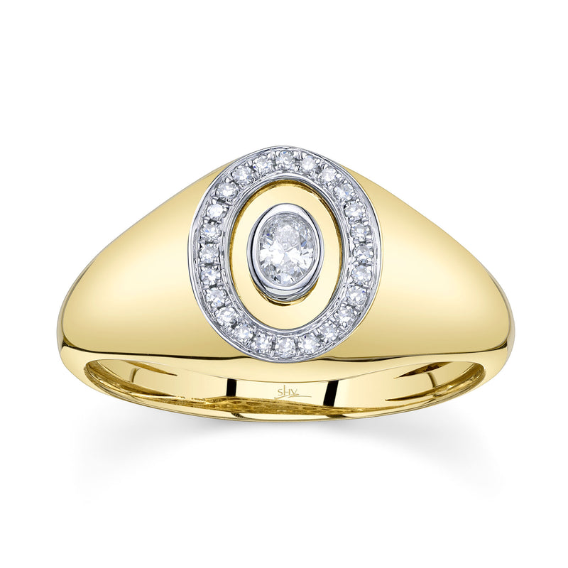 0.17CT DIAMOND OVAL BEZEL SIGNET RING