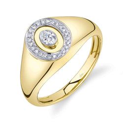 0.17CT DIAMOND OVAL BEZEL SIGNET RING